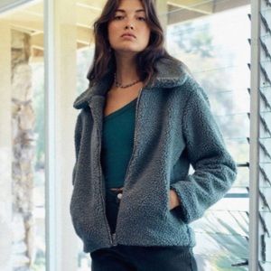 UO green teddy jacket